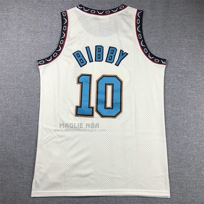 Maglia
 Mike Bibby NO 10 Memphis Grizzlies Mitchell & Ness Chainstitch Crema
